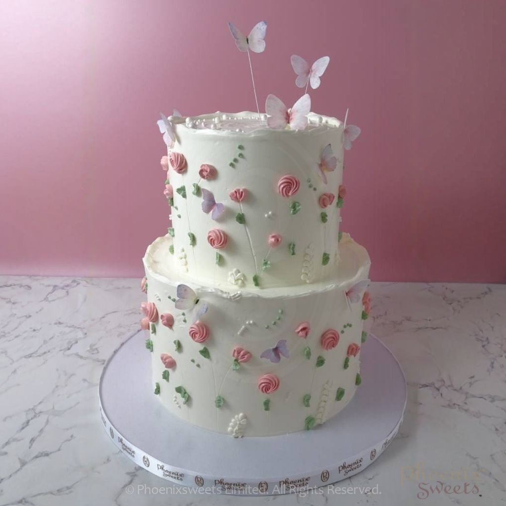 Butter Cream Cake - Whimsical Garden Cake (2 tiers)