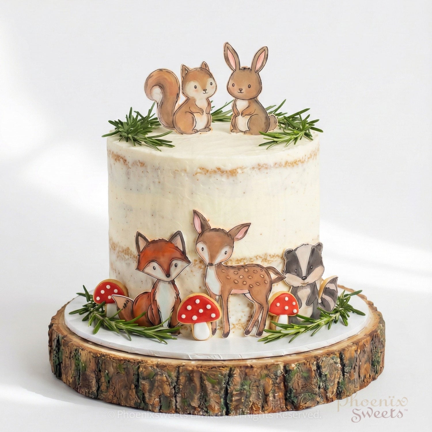 Butter Cream Cake - Semi Raw Woodland Animal Cake